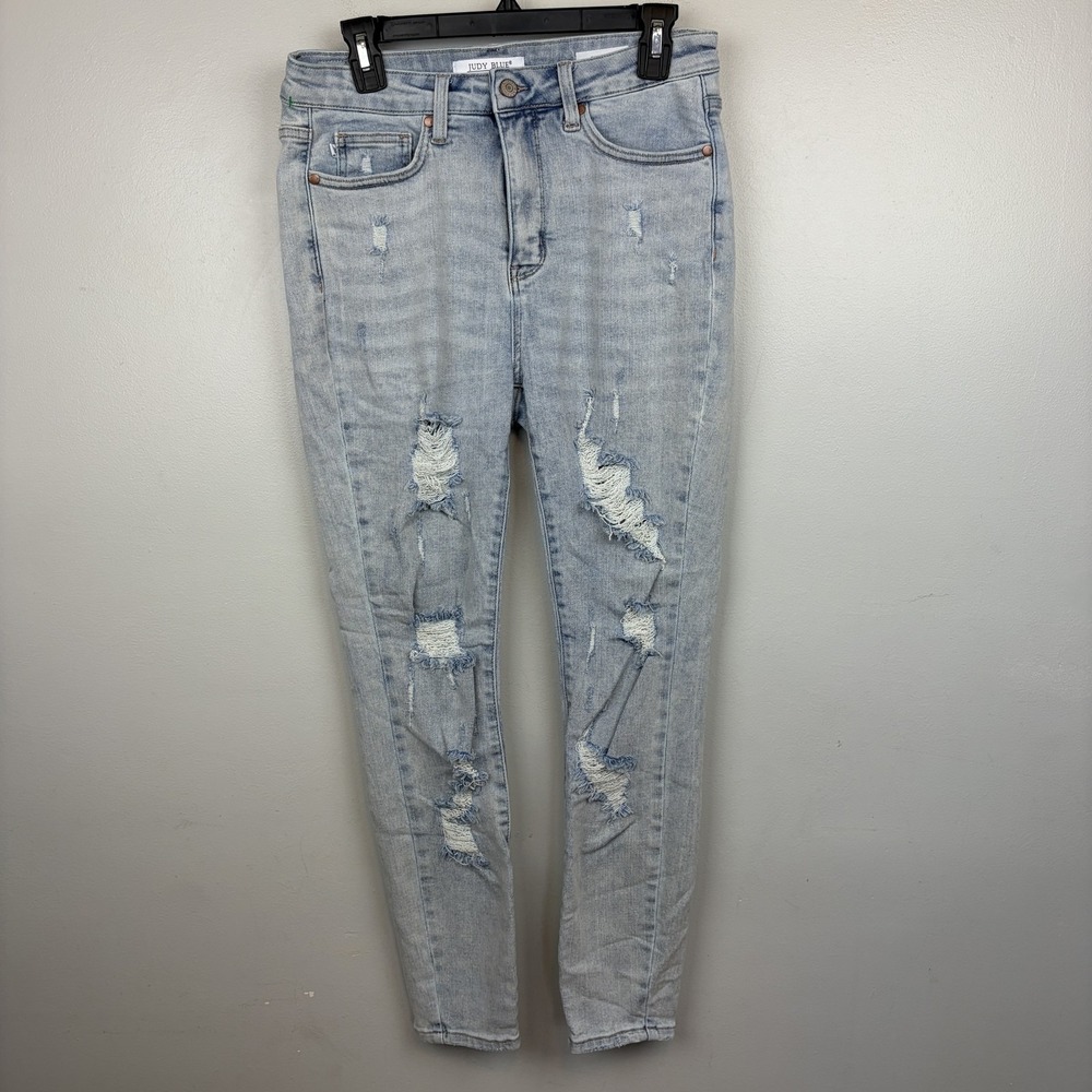 Judy Blue Jeans Womens 11/30 Light Wash Distressed Skinny Stretch Denim JB88431